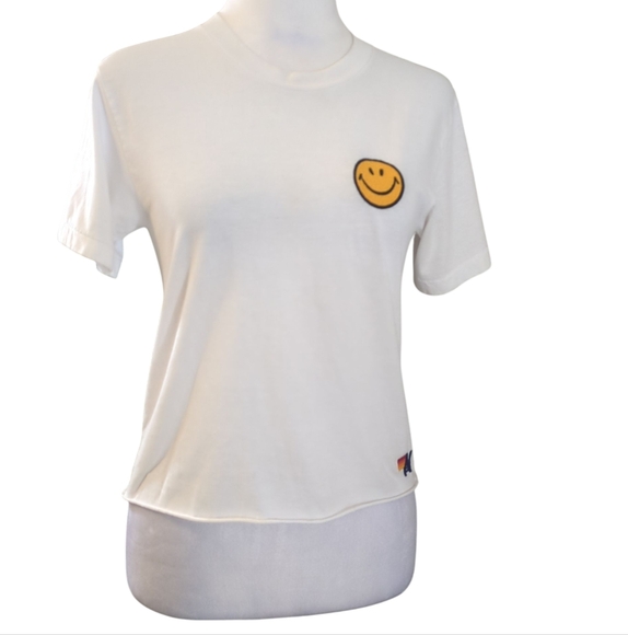 Aviator Nation Tops - Aviator Nation White Tee with Smiley Face size xs